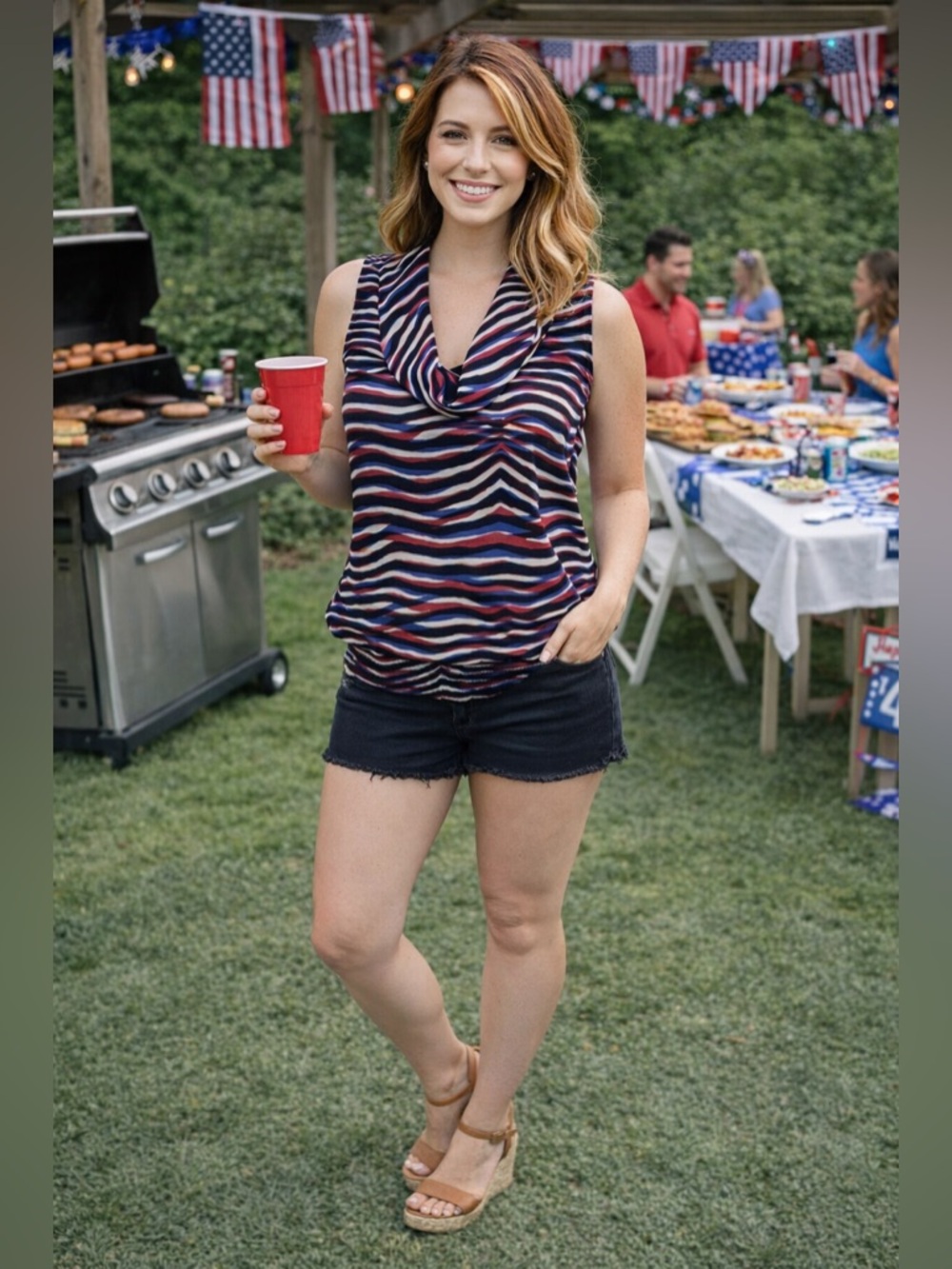 MICHAEL KORS Sleeveless Blouson Striped Elasticize Hem Blouse  ( XS ) NWT